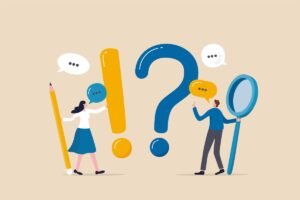 Ilustração de pessoas com ponto de interrogação e exclamação, buscando respostas sobre antecipação de RPV.